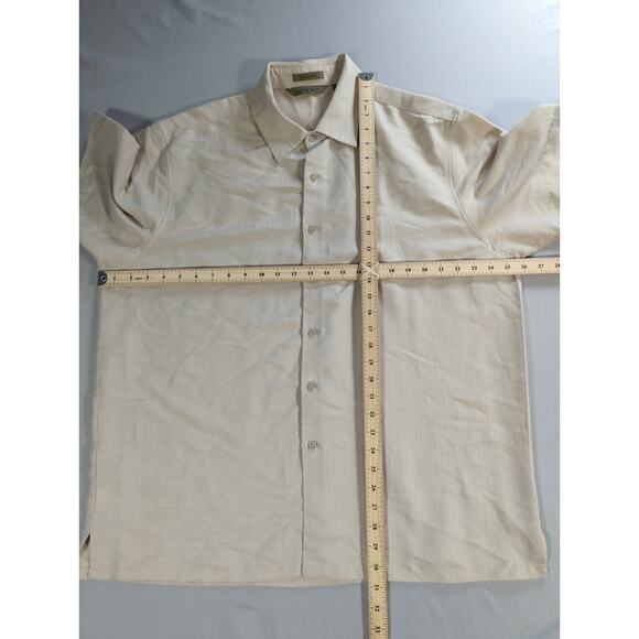 A|XIST Mens XL Short Sleeve Button Up Shirt Beige Modal Blend Casual Soft - Picture 8 of 12